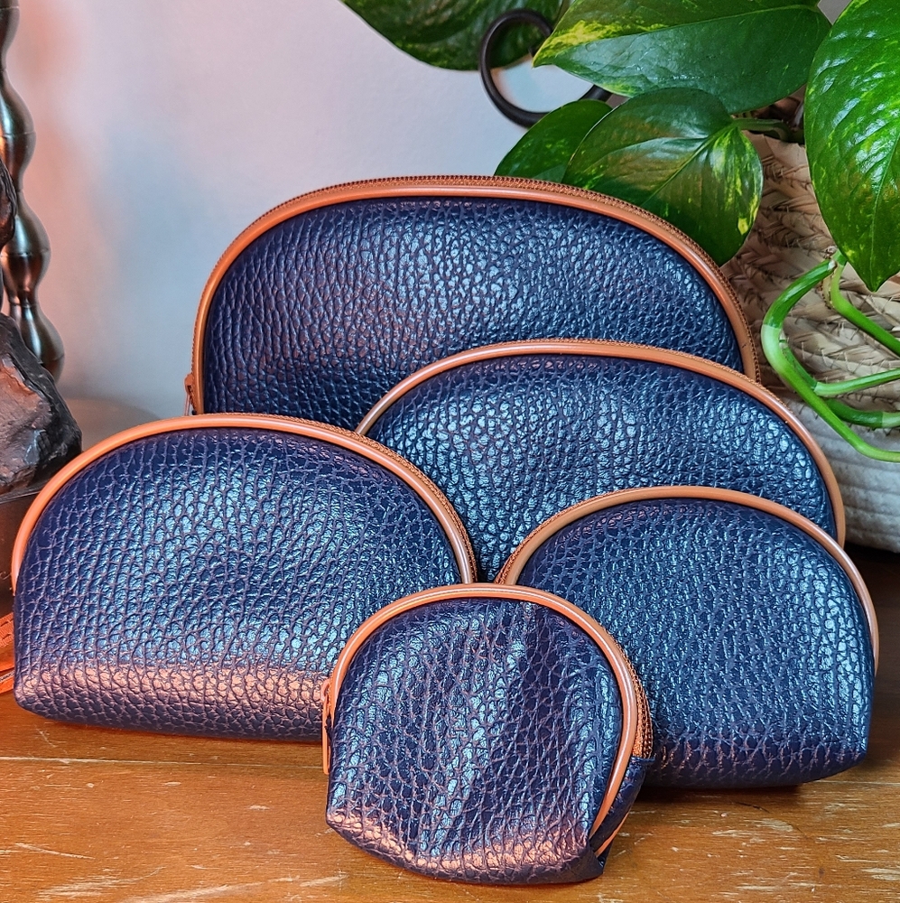 25-5-348 5 pc Navy Blue Nesting Accessory Pouch Set NWOT